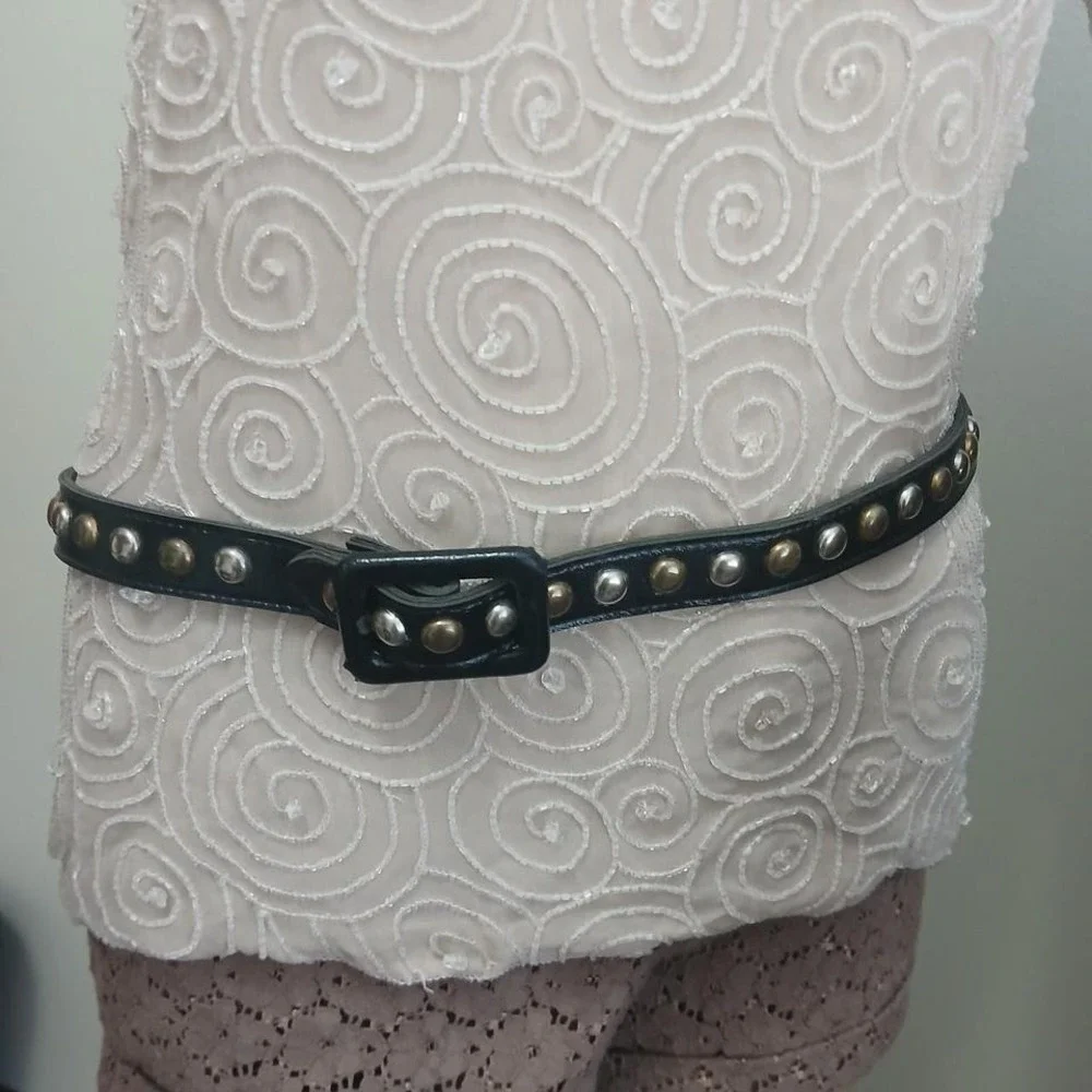 Studded Black Leather Belt for Women - Classic Fashion Accessory